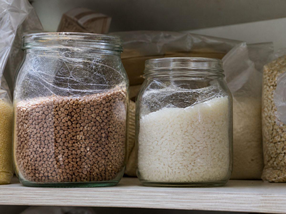 Признаки пищевой моли в сухих продуктах: паутина в крупах